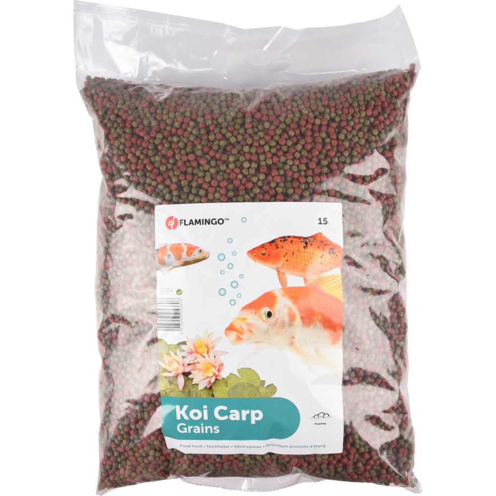 15 litres, nourriture poisson d'étang koï , granulat 6 mm.