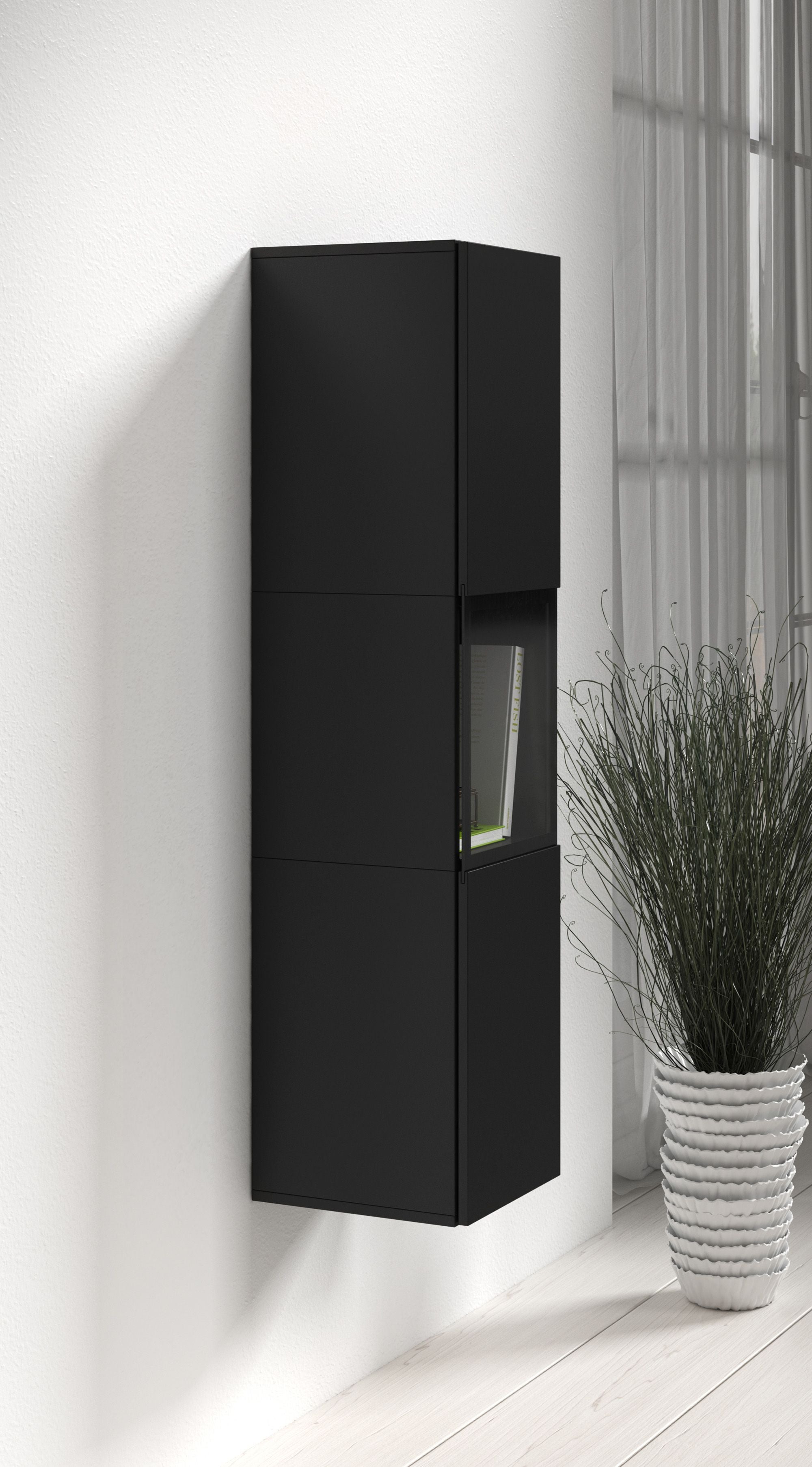 Bonzo - Vitrinekast - Zwart - 30x33x130 cm