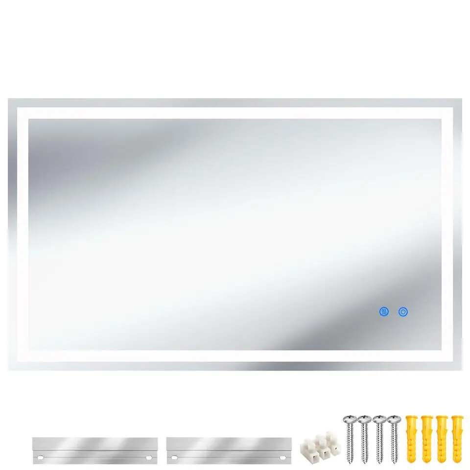 tectake LED-badkamerspiegel Clara, dimbaar, met 3 lichtkleuren, Antraciet