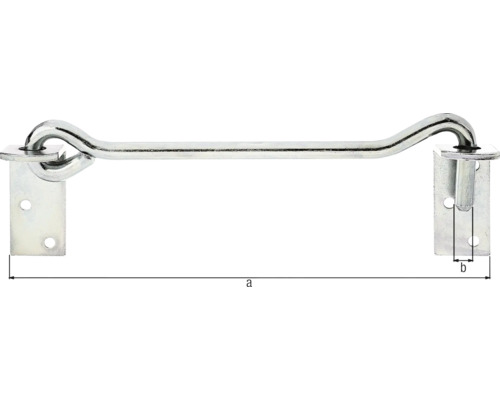 Stormhaak met tegenplaat 200 x 8,0 mm, verzinkt, dikfilm gepassiveerd