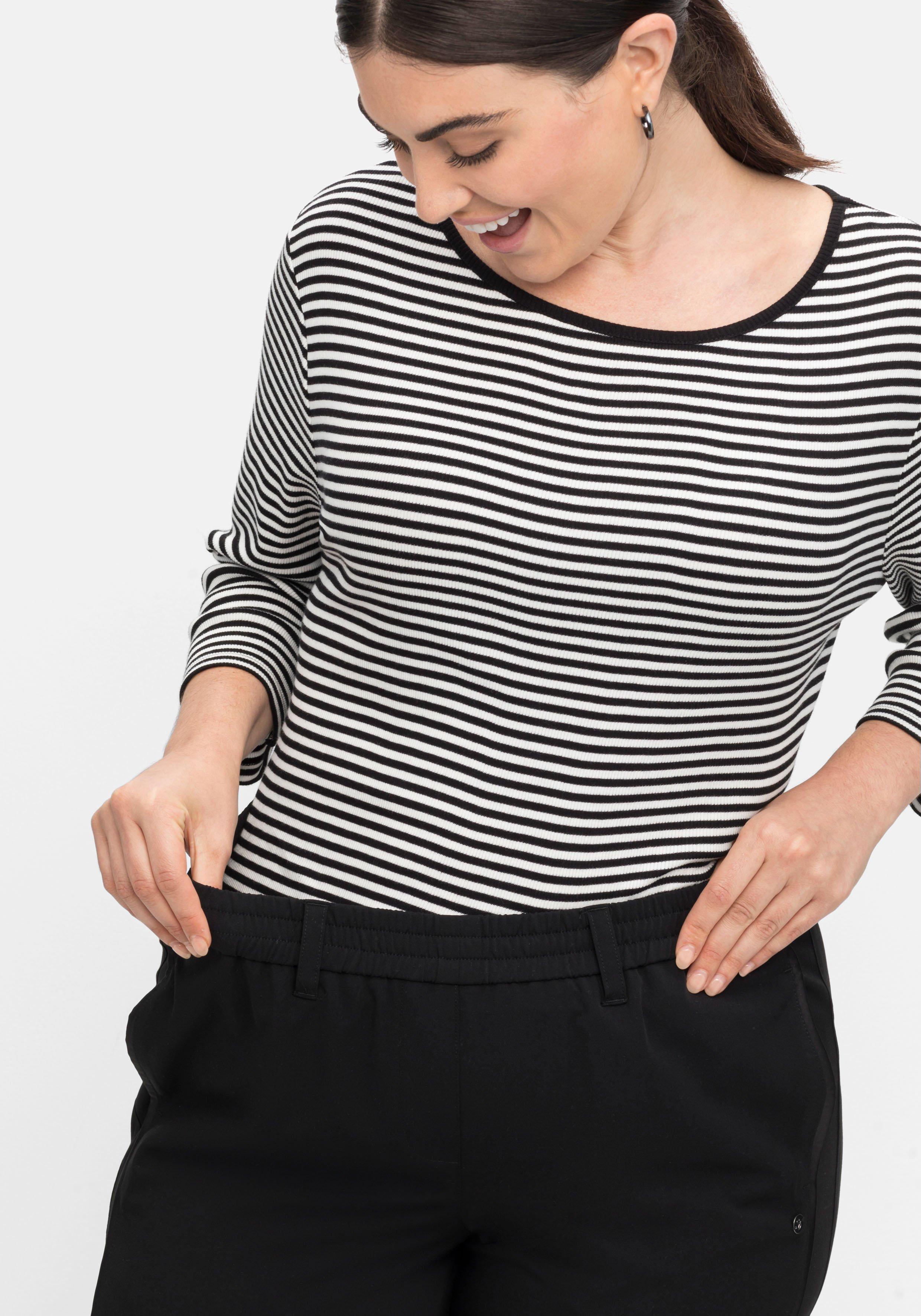 Gerade Hose mit Gummibund und Satinpiping