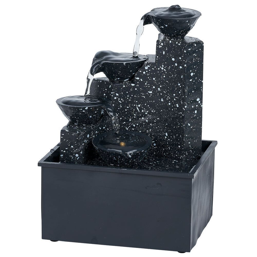 Fontaine d'intérieur lumineuse à piles noir H17cm