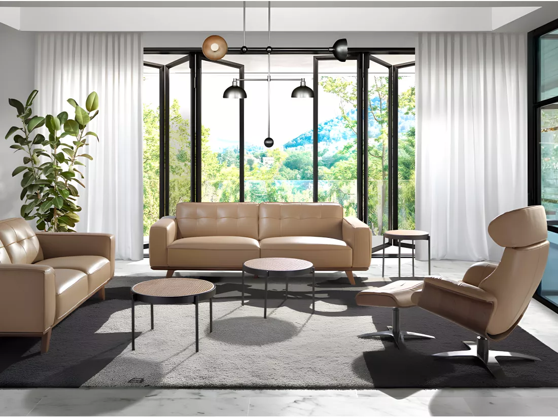 Fauteuil pivotant rembourré en cuir 5087 ANGEL CERDA