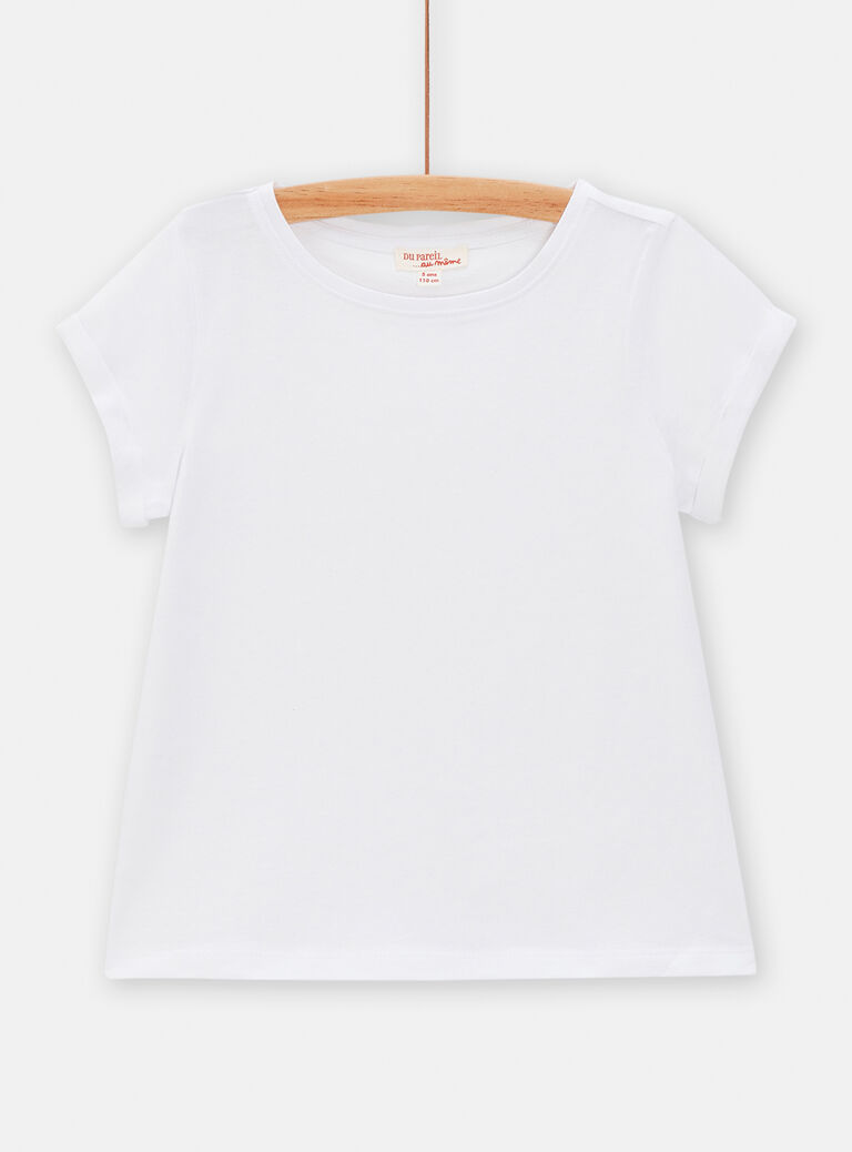 T-shirt manches courtes blanc pour fille