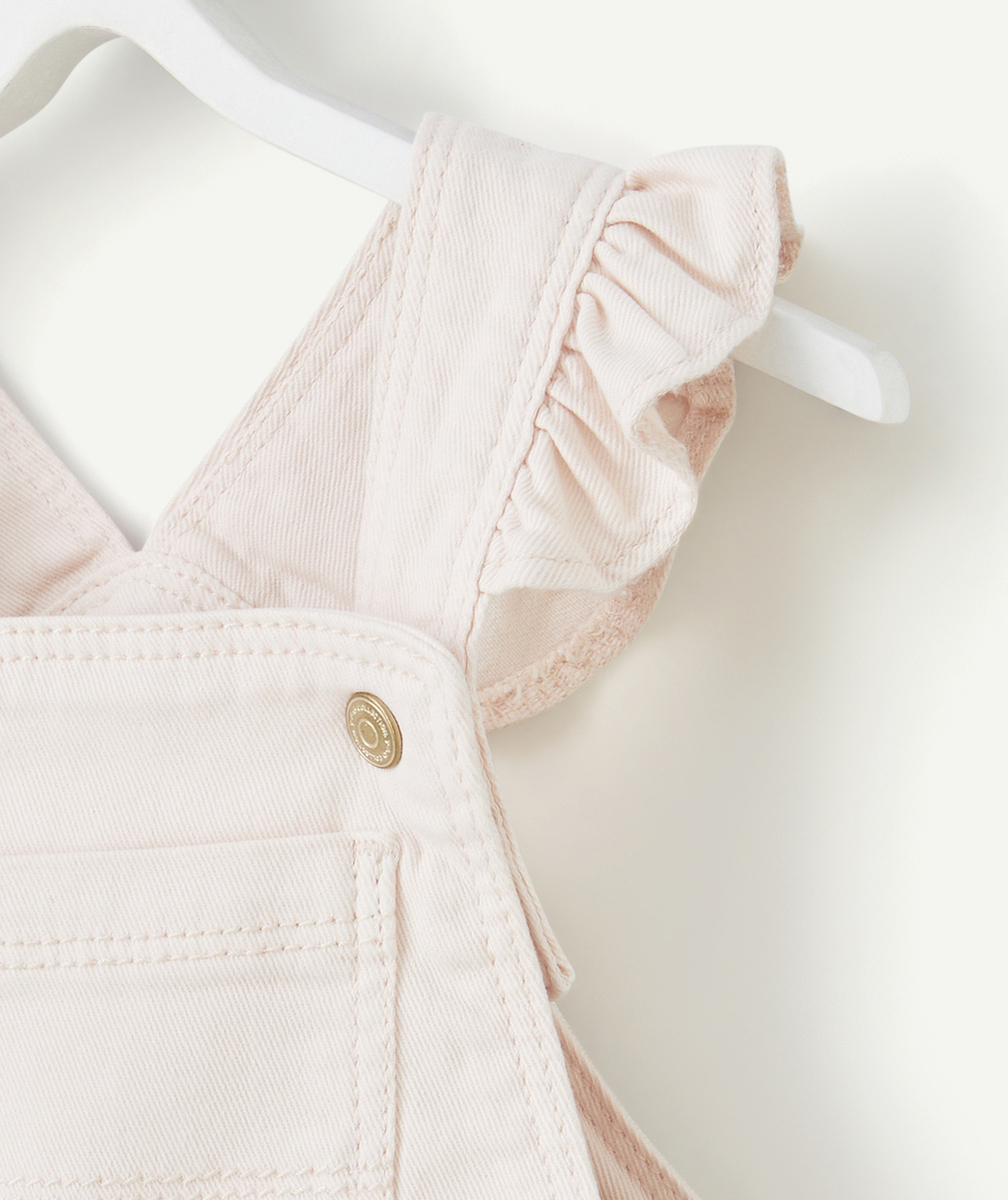 SALOPETTE BÉBÉ FILLE EN FIBRES RECYCLÉES ROSE AVEC DÉTAILS VOLANTÉS