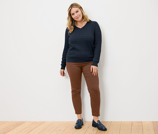 Zopfstrickpullover, dunkelblau