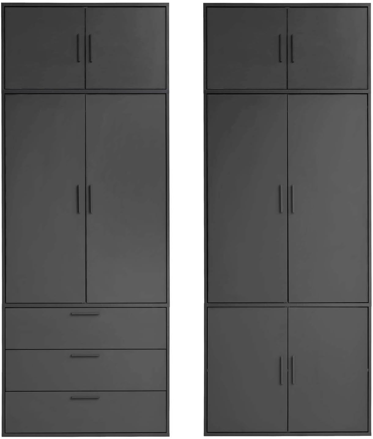mokebo Schrankaufsatz 'Der Hochstapler' Kleiderschrankaufsatz Schwarz für extra Stauraum und Höhe, kombinierbar mit Kleiderschrank o. Garderobenschrank 'Der Grenzenlose' 90cm Breite, 90x47x58 (BxHxT)