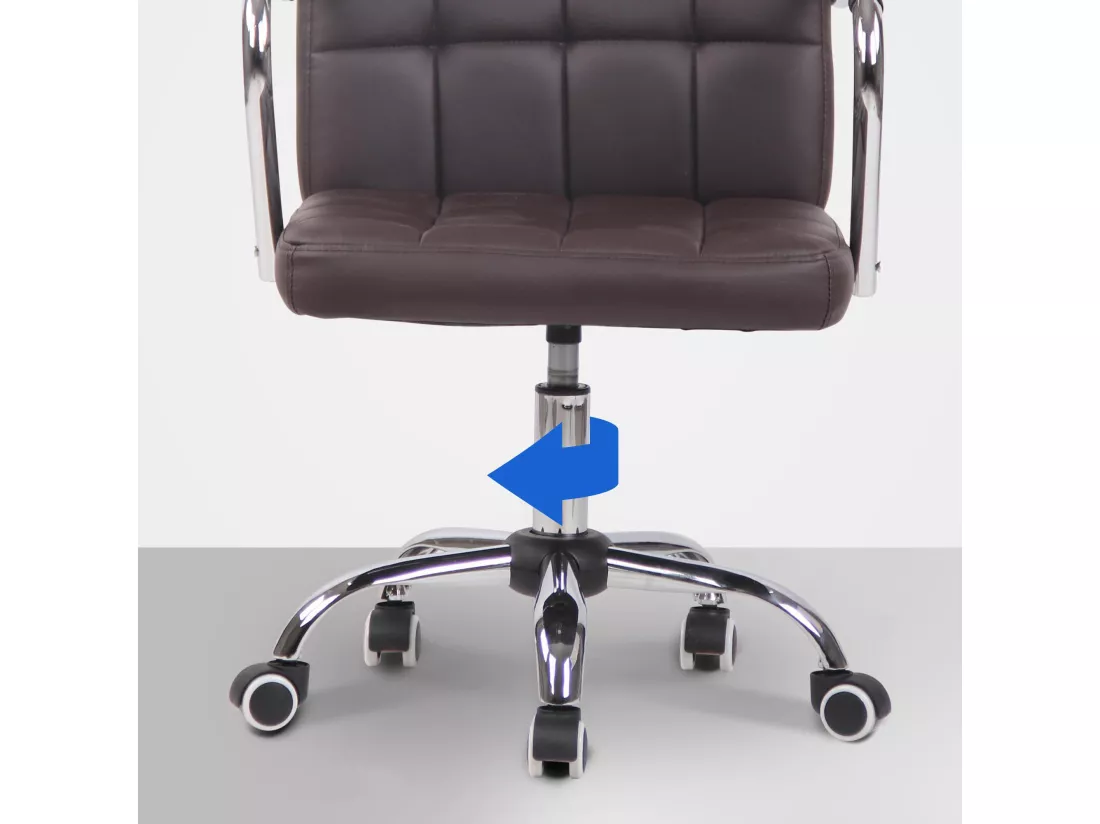 Chaise de bureau - Similicuir & Métal chromé - Marron - Terni
