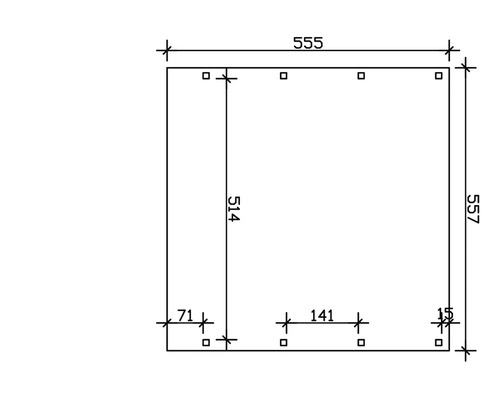 SKAN HOLZ Friesland dubbele carport inclusief EPDM dakbedekking en H-paalankers, 557 x 555 cm, geïmpregneerd