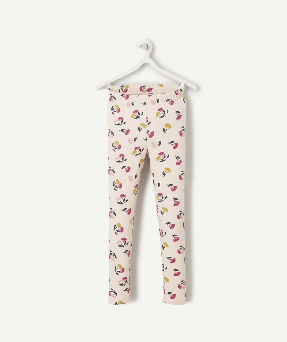 LEGGING FILLE EN COTON BIO ROSE IMPRIMÉ FLEURI