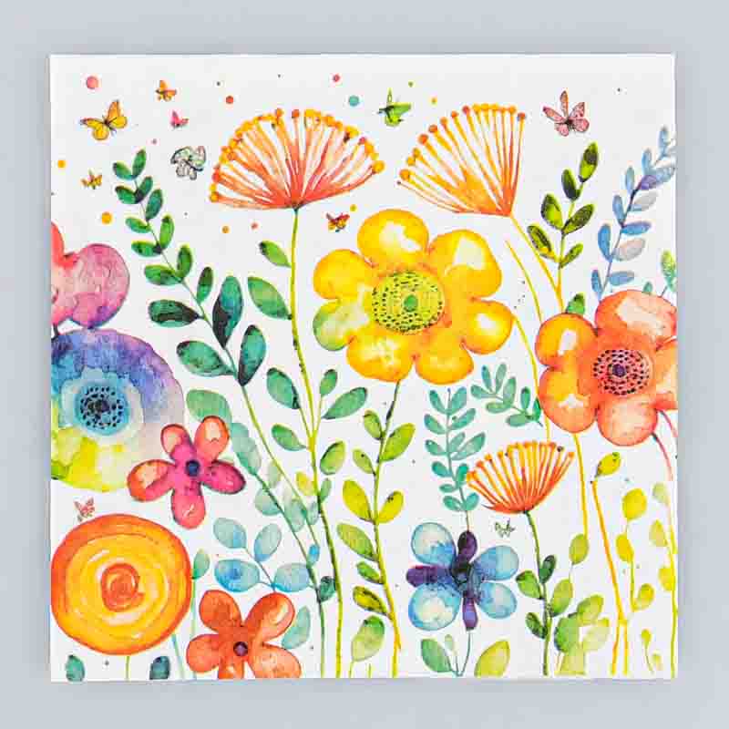 Lot de 20 serviettes 'Tableau de fleurs'