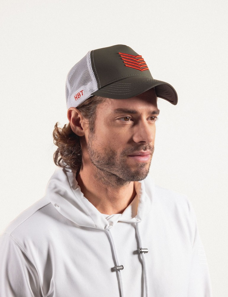 HBT CASQUETTE CHEVRONS KAKI ORANGE BLANC MIXTE