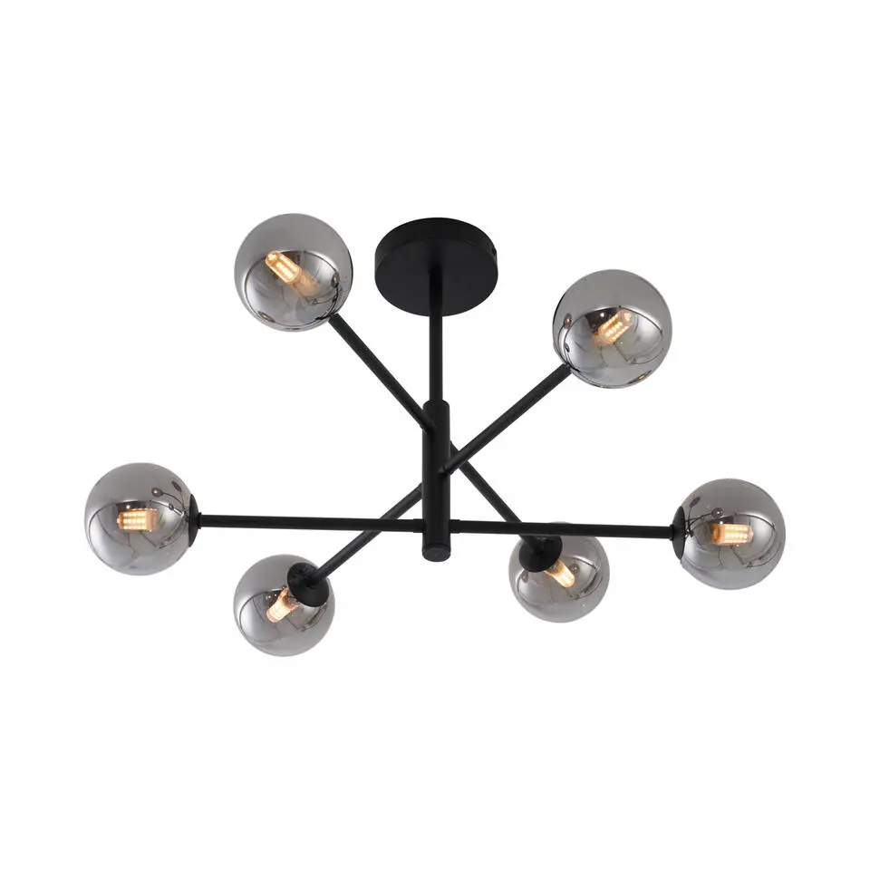 Qazqa plafondlampen ryan zwart g9