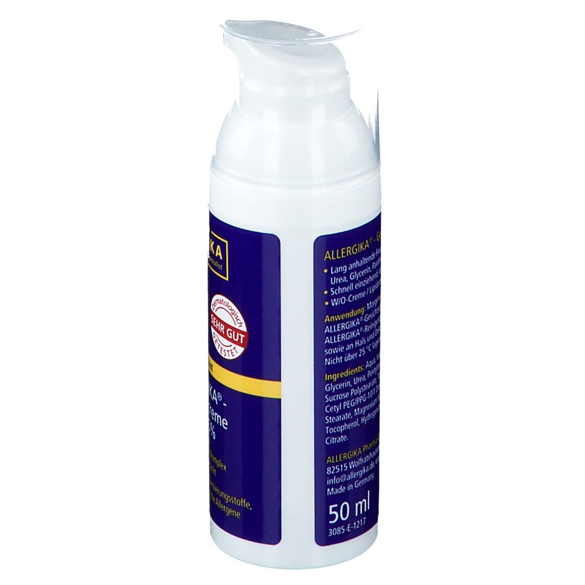 ALLERGIKA® Gesichtscreme Urea 5% - 24h-Feuchtigkeitspflege: Intensiv hydratisierende tägliche Pflege bei trockener, spannender und schuppiger Gesichtshaut für Tag und Nacht