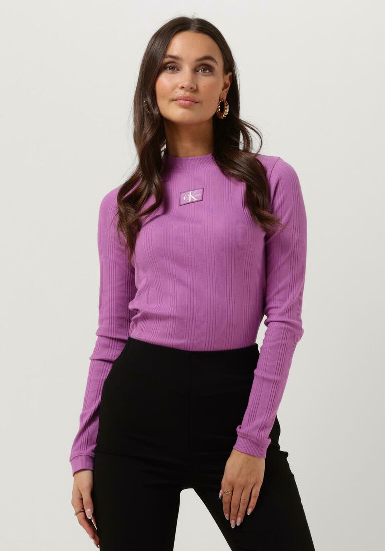 CALVIN KLEIN lila calvin klein  badge rib long sleeve
