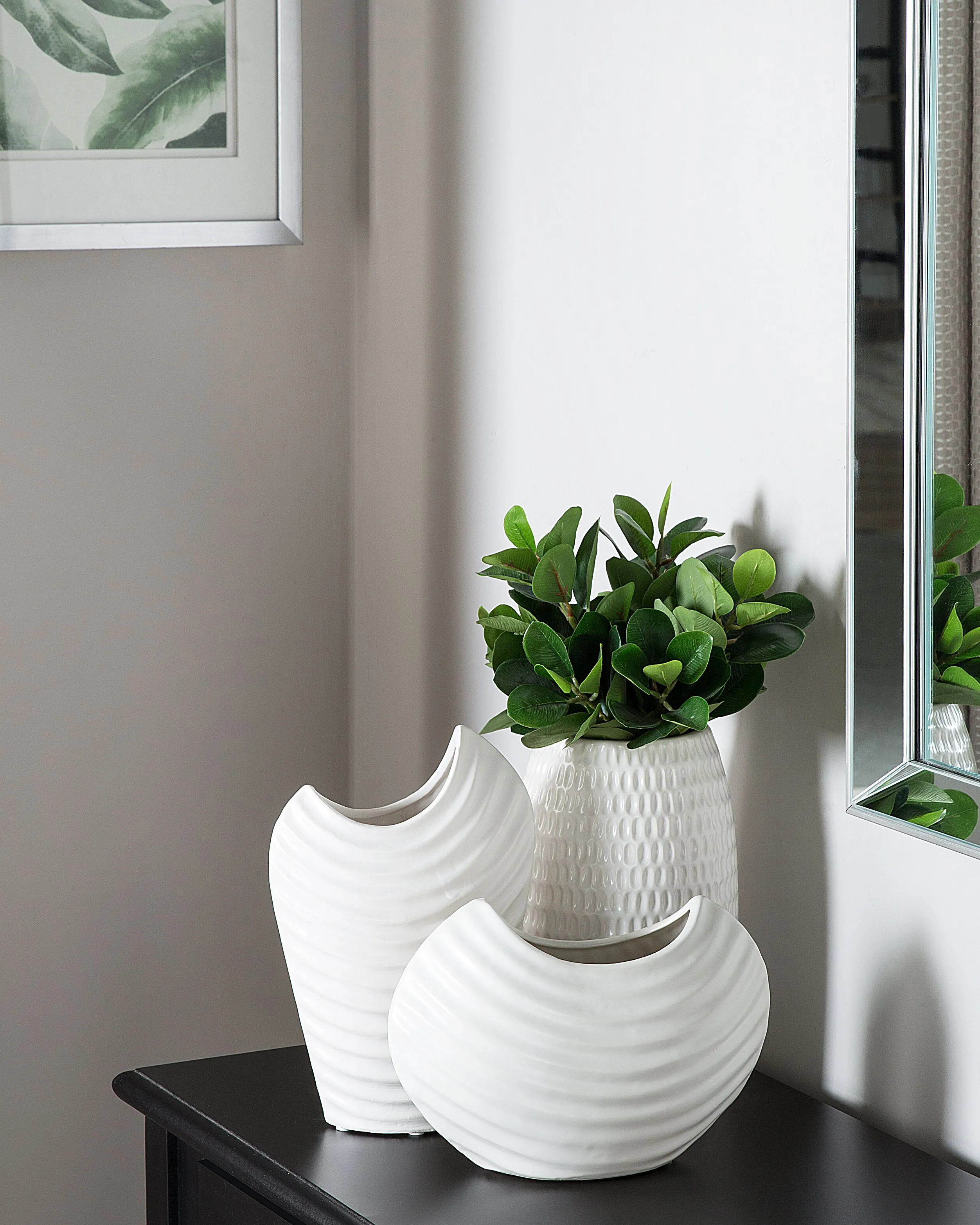 Decoratieve vaas LINZI Steengoed 25 cm Wit