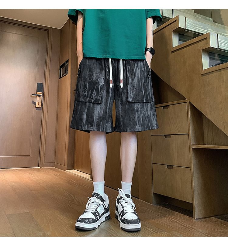 Breeson - Cargoshorts met trekkoord en wijde pijpen en tie-dye-taille