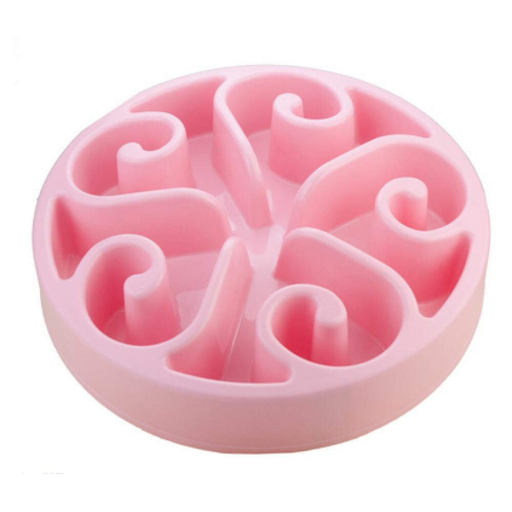 Eat Slow Live Longer Anti-schrok Voerbak Rond Roze20,5 cm