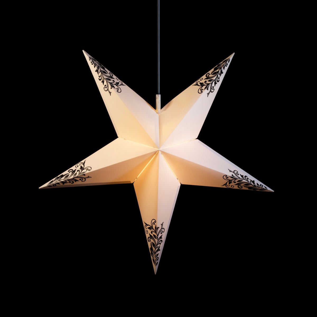 Sterntaler Decoratieve Ster | Kerstster met Ornamenten | Opvouwbare Ster | Kunststof | 5-puntig | 60cm | Buiten | Gloeilamp | Netstekker