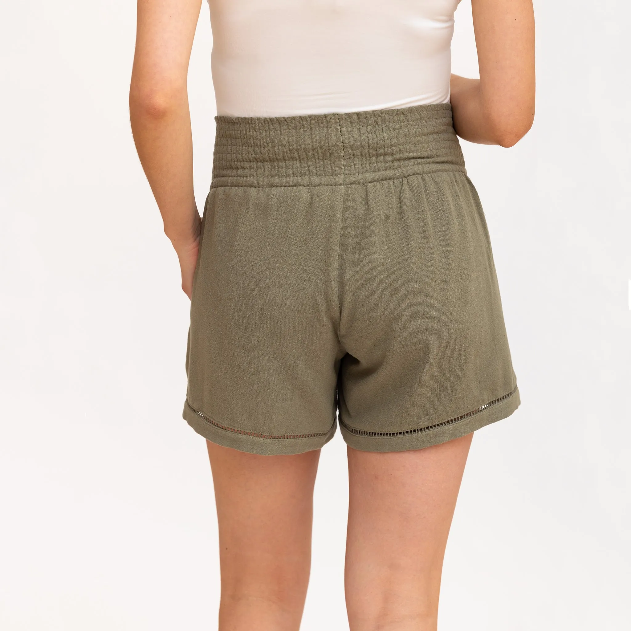 Bella Maternité Short Mélange Lin Sauge
