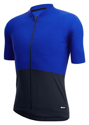 Maillot Manches Courtes Santini Colore Riga Bleu/Noir