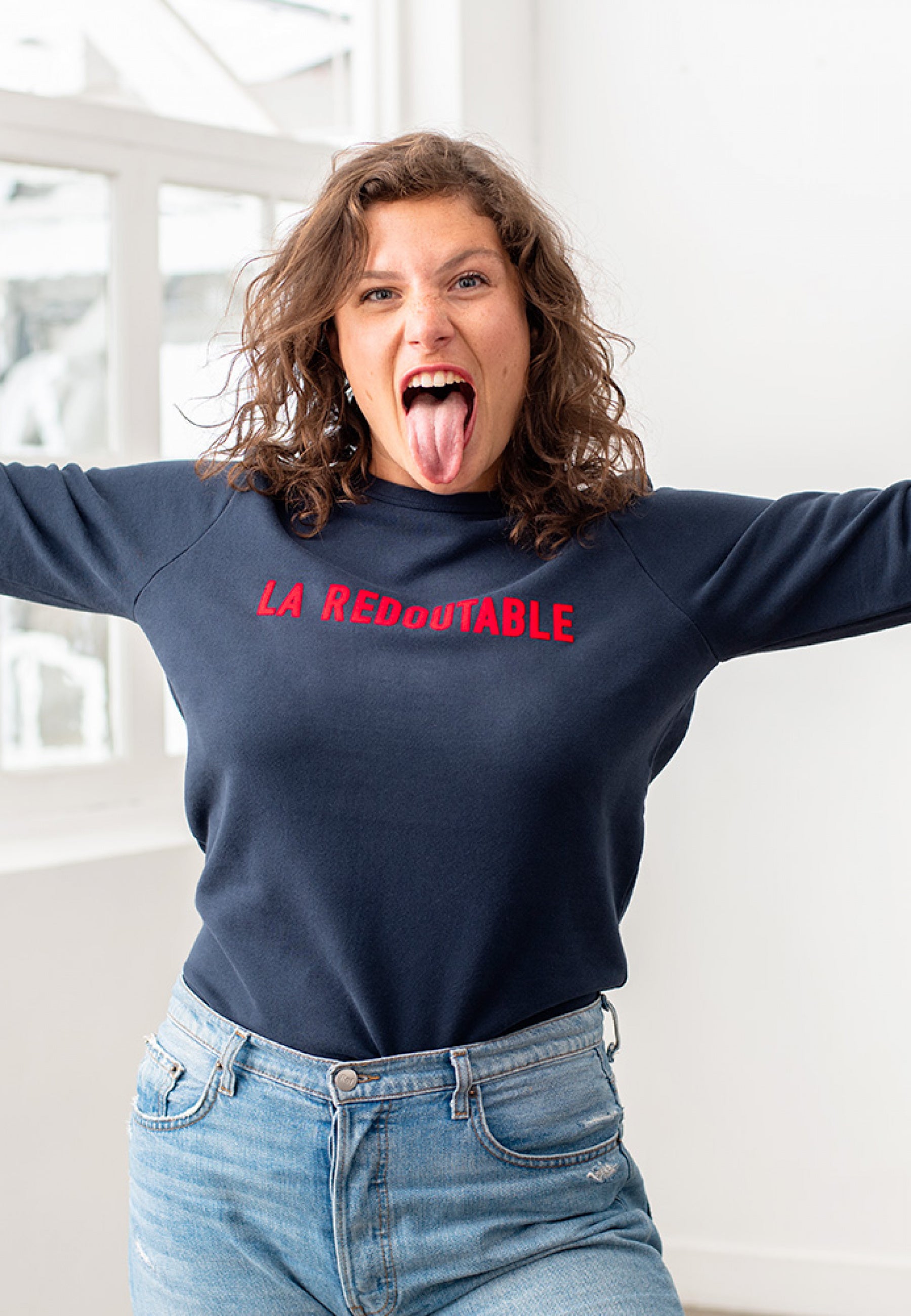Sweat-shirt floqué en coton-La Cassandre Marine