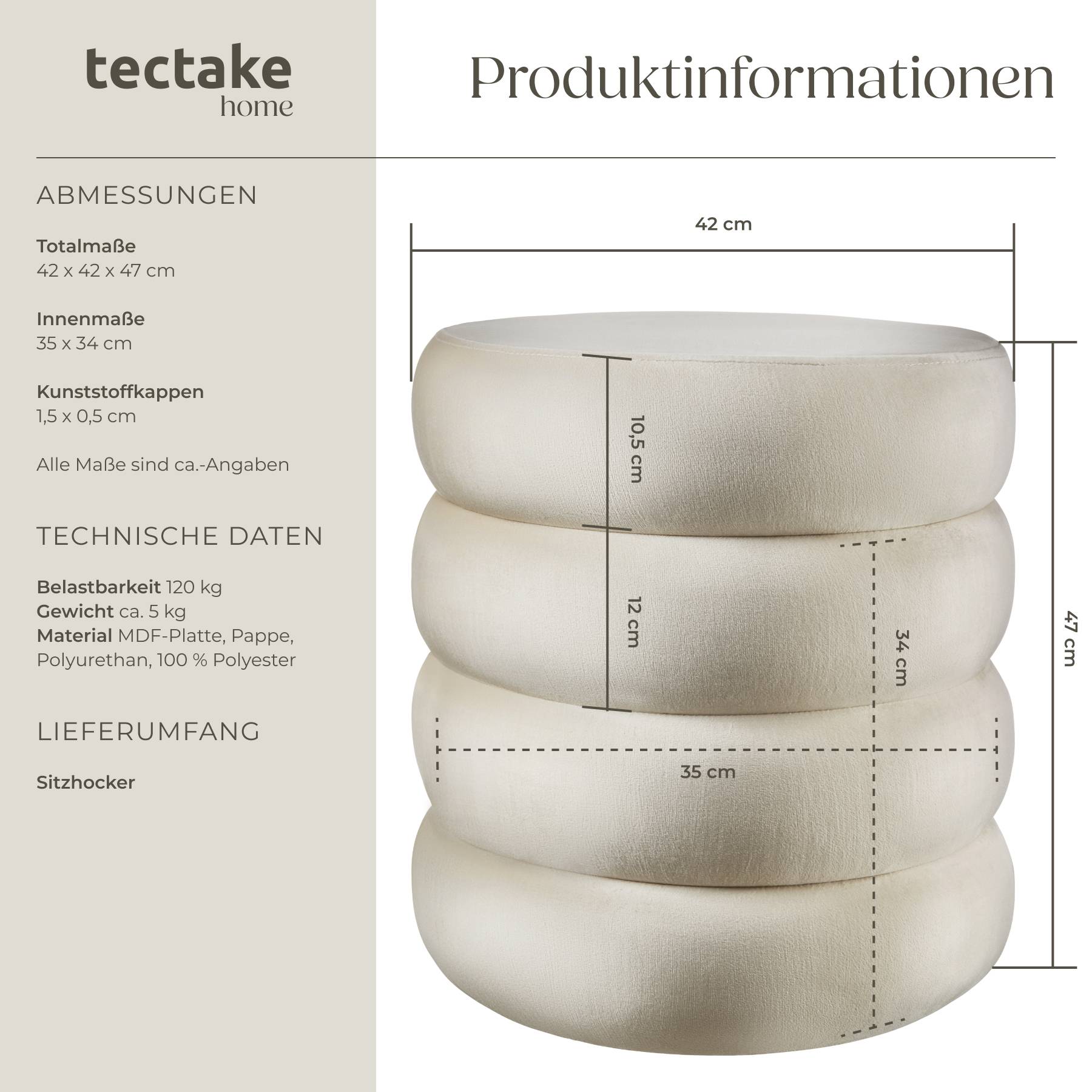 Sitzhocker mit Stauraum Altu