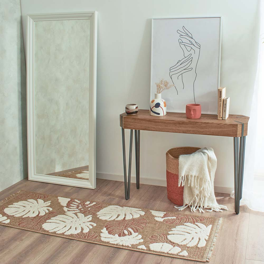 Tapis intérieur extérieur aspect jute terracotta tulum 9062 170 x 120 cm