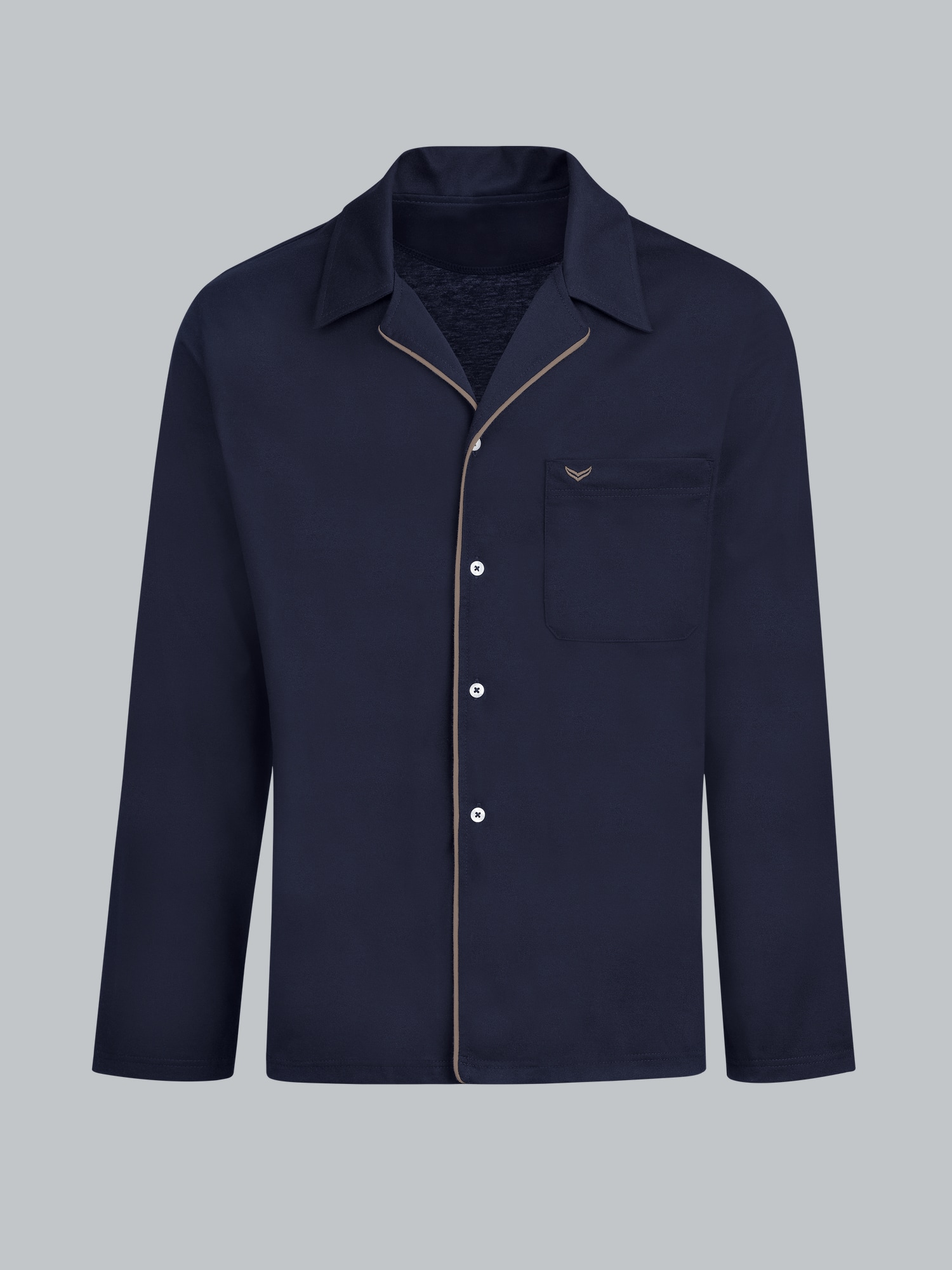 Schickes Schlafanzug Oberteil mit Knopfleiste Navy