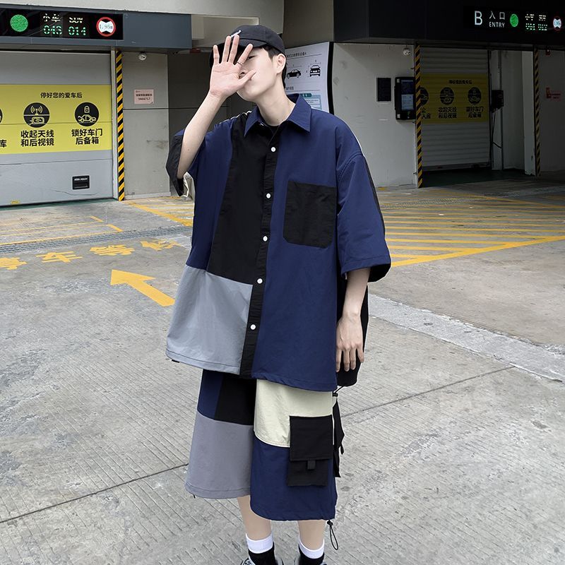 Antaeus - Set: Color Block Shirt met korte mouwen + Shorts
