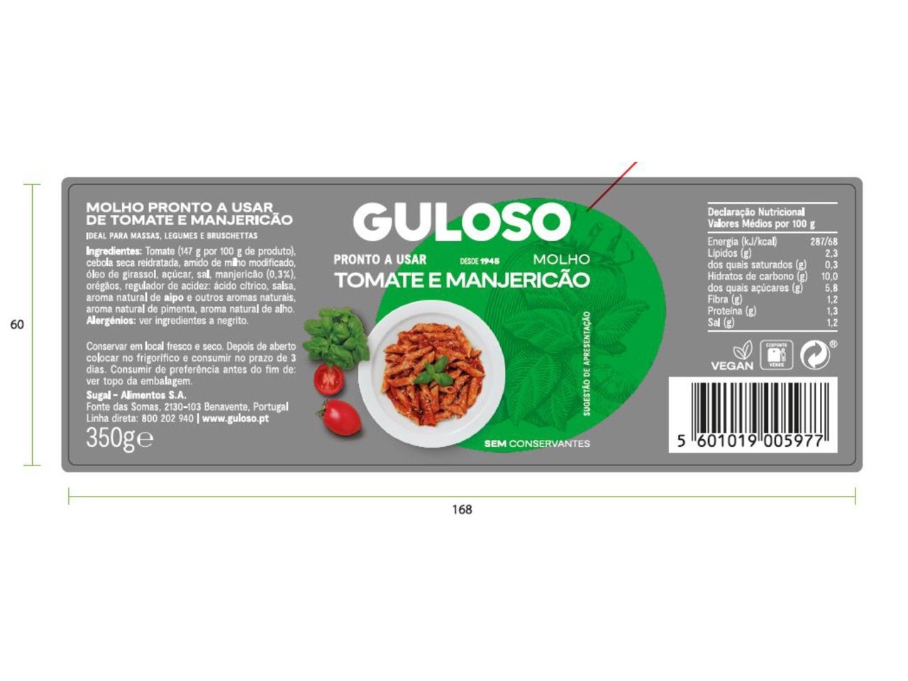 MOLHO DE TOMATE GULOSO MANJERICÃO 350G