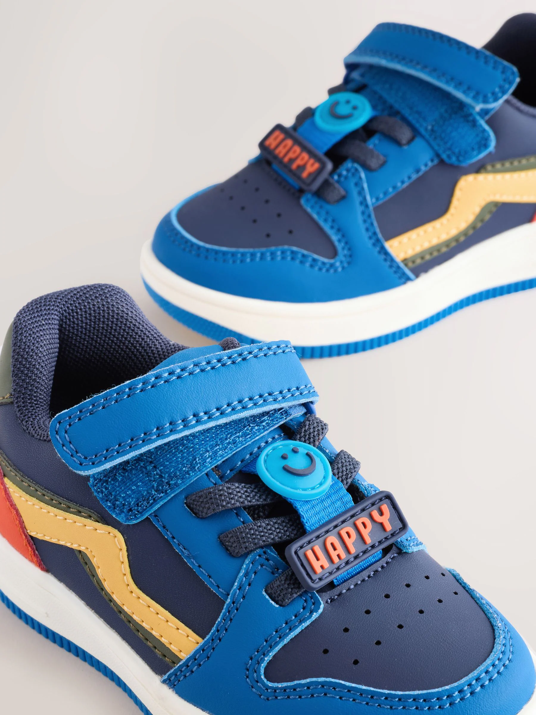 Donkerblauw - Sneakers met klittenbandsluiting en elastische veters