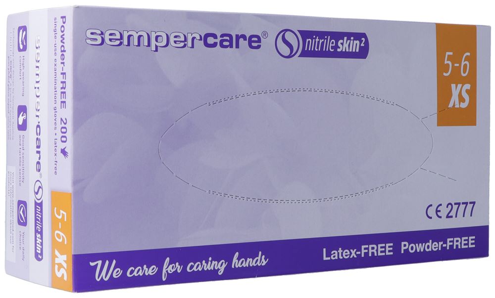 SEMPERCARE Nitrile Skin Handschuhe<br>200 Stück, XS, puderfrei unsteril