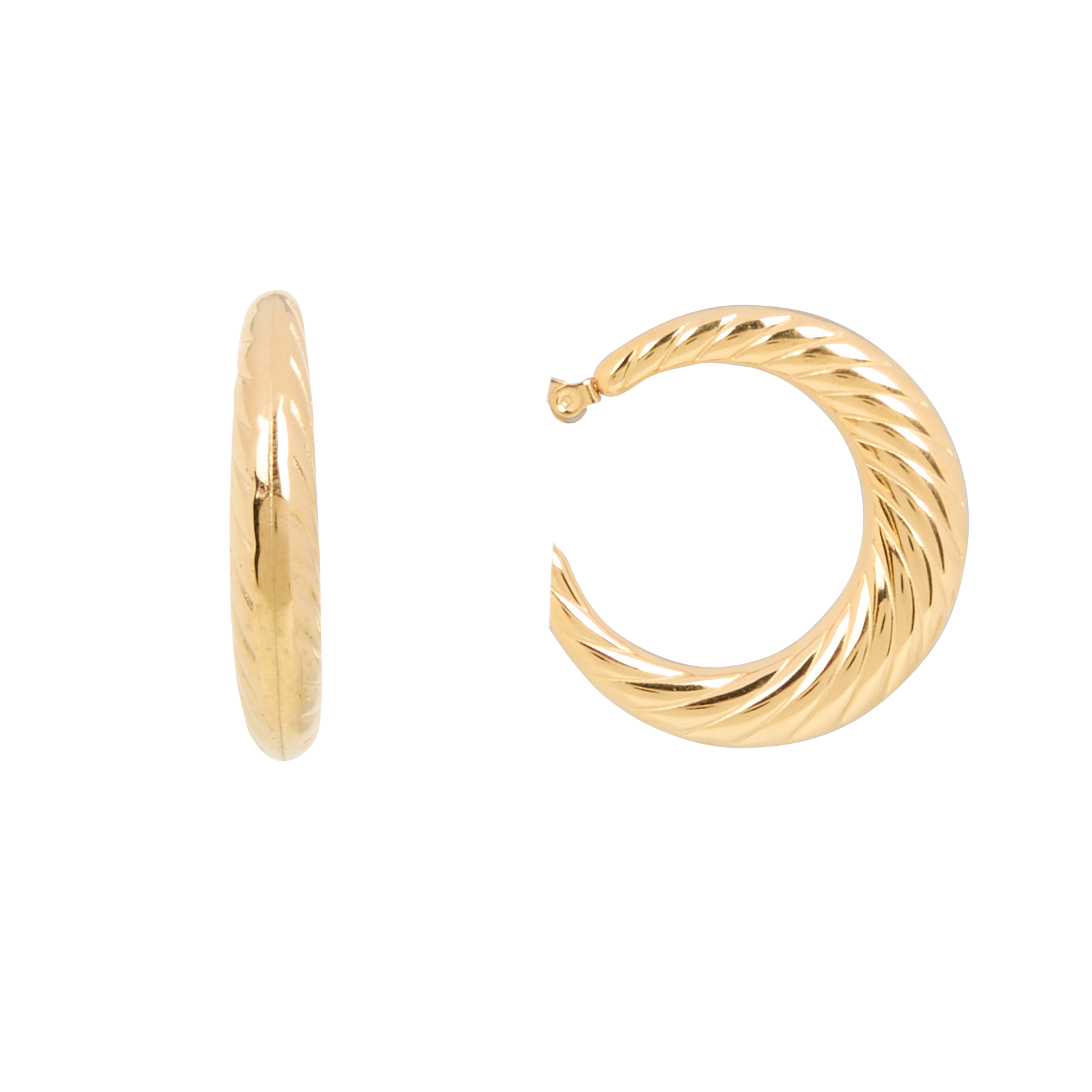 Boucles d'oreilles créoles en acier inoxydable | Jaune