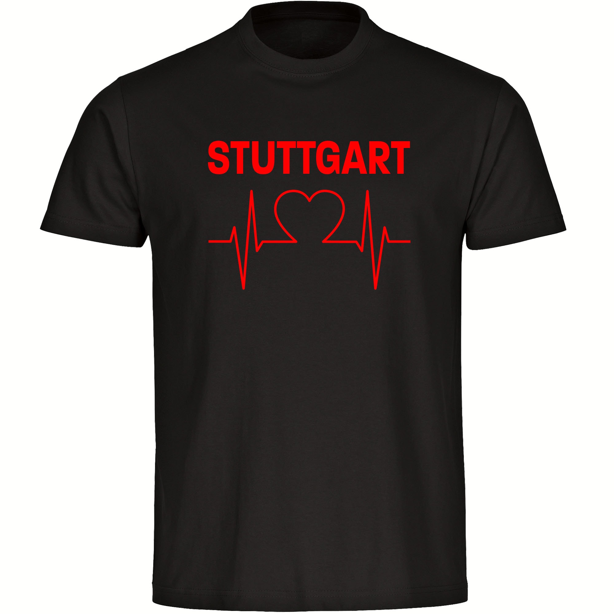 multifanshop® Herren T-Shirt - Stuttgart - Herzschlag - Druck rot