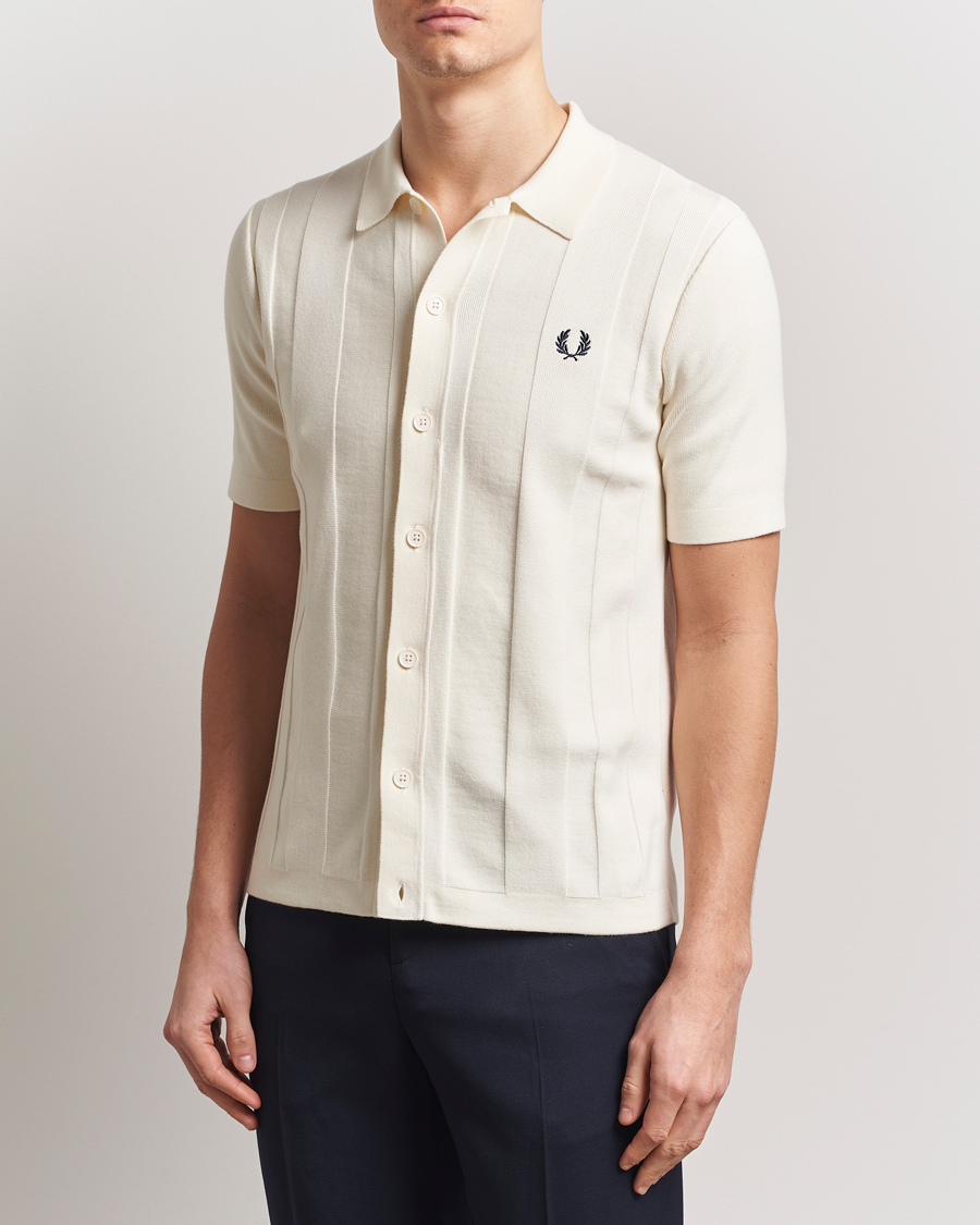 Fred Perry Knitted Short Sleeve Shirt Ecru
