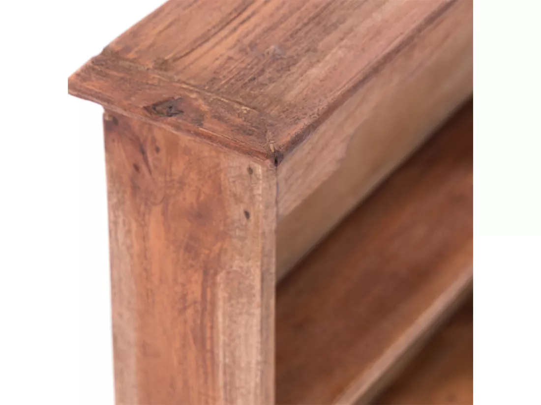 ÉTAGÈRE MURALE Adélia Bois massif de mahogany, 2 niveaux, 3 tiroirs couleurs naturelles