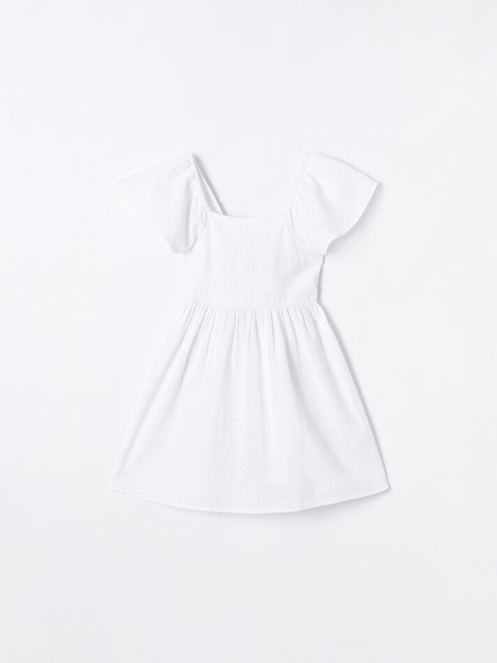Vestido rústico de tricô - Branco-sujo