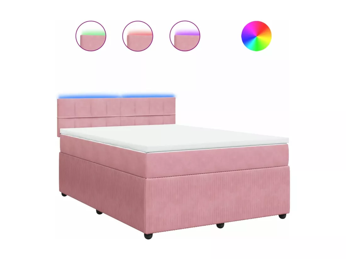 Sommier à lattes de lit avec matelas Rose 140x190 cm Velours