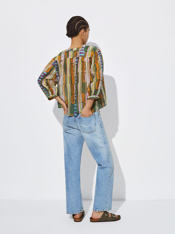 Camisa de liocel estampada - Multicolorida