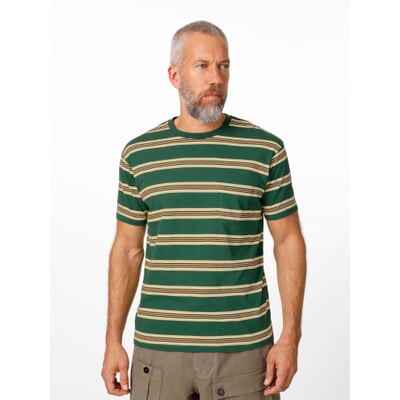 Herren-T-Shirt 1971 Streifen, Grün-Ecru