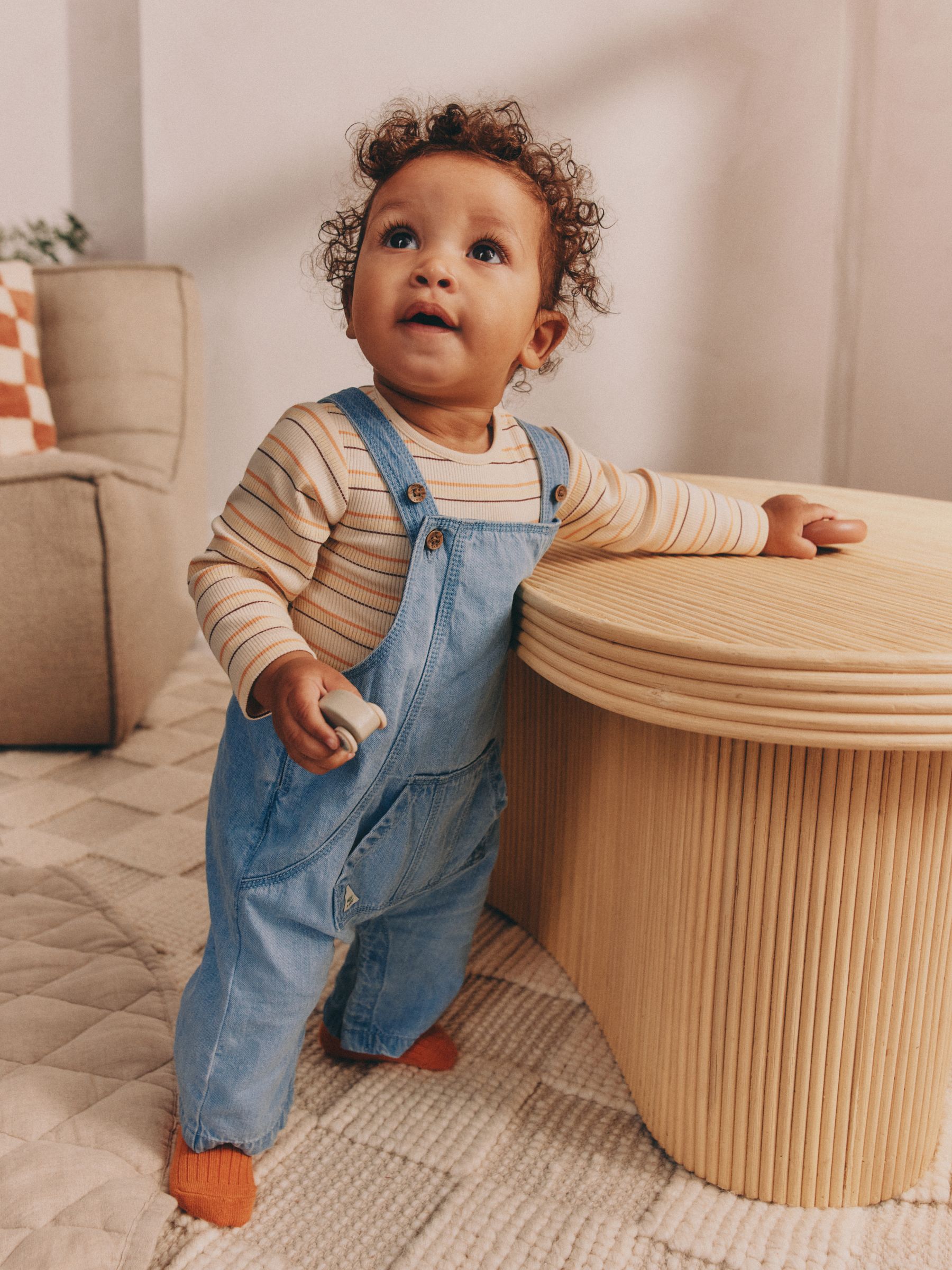 Blauw - Babyset van denim bretelbroeken en bodysuit (0 mnd - 2 jr)