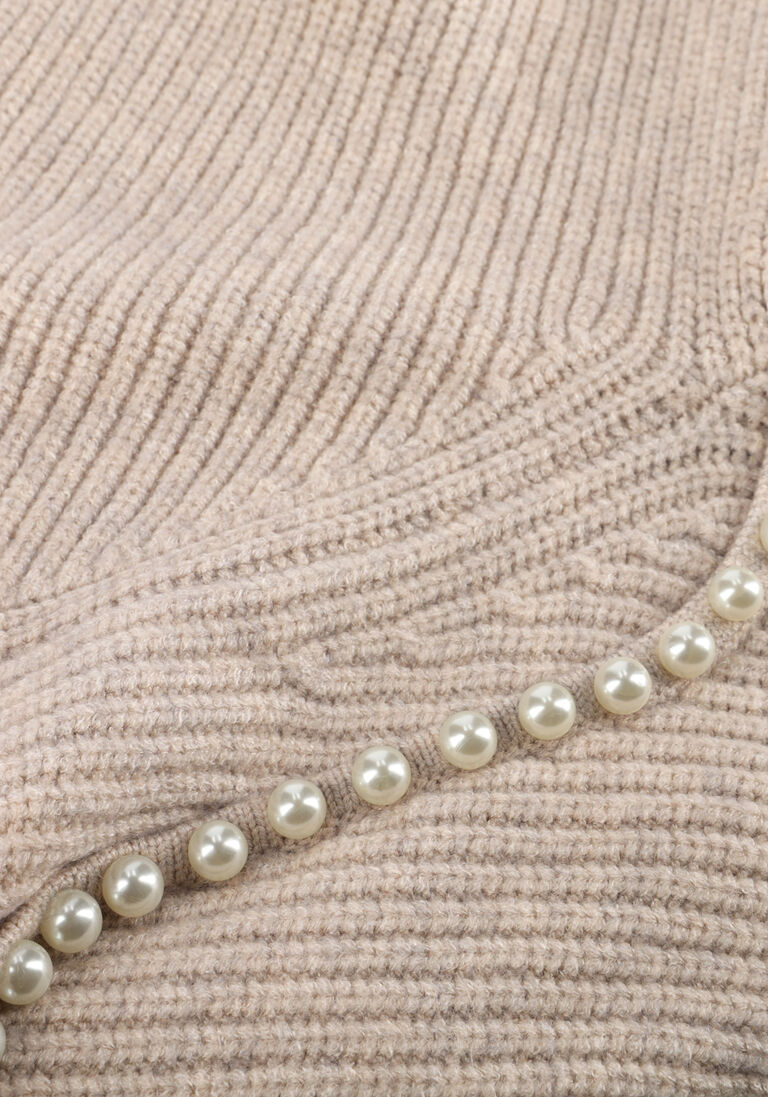 beige co'couture trui row rib pearl knit
