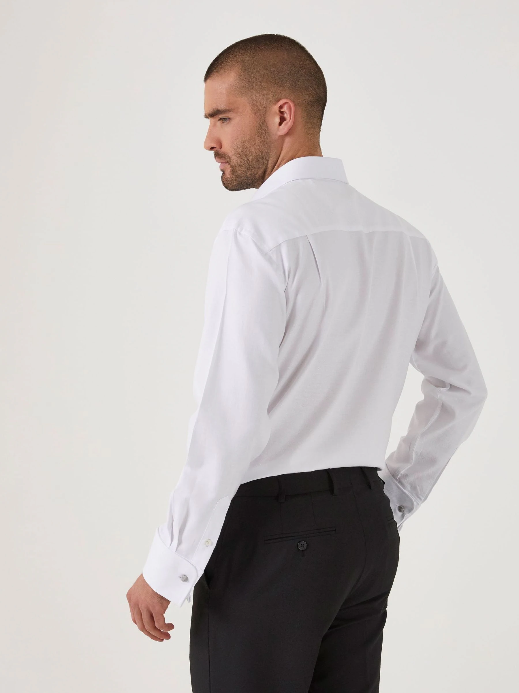 Wit - Smal - Skopes 100% Cotton Double Cuff Dobby Shirt