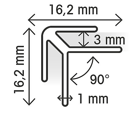 Profil d'angle pour plaque composite noir ép. 3 mm L. 122 cm