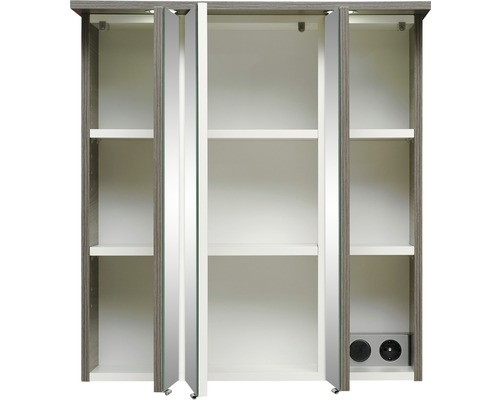 Pelipal spiegelkast 65 x 20 x 72 cm sangallo grijs 3-deurs LED IP 44