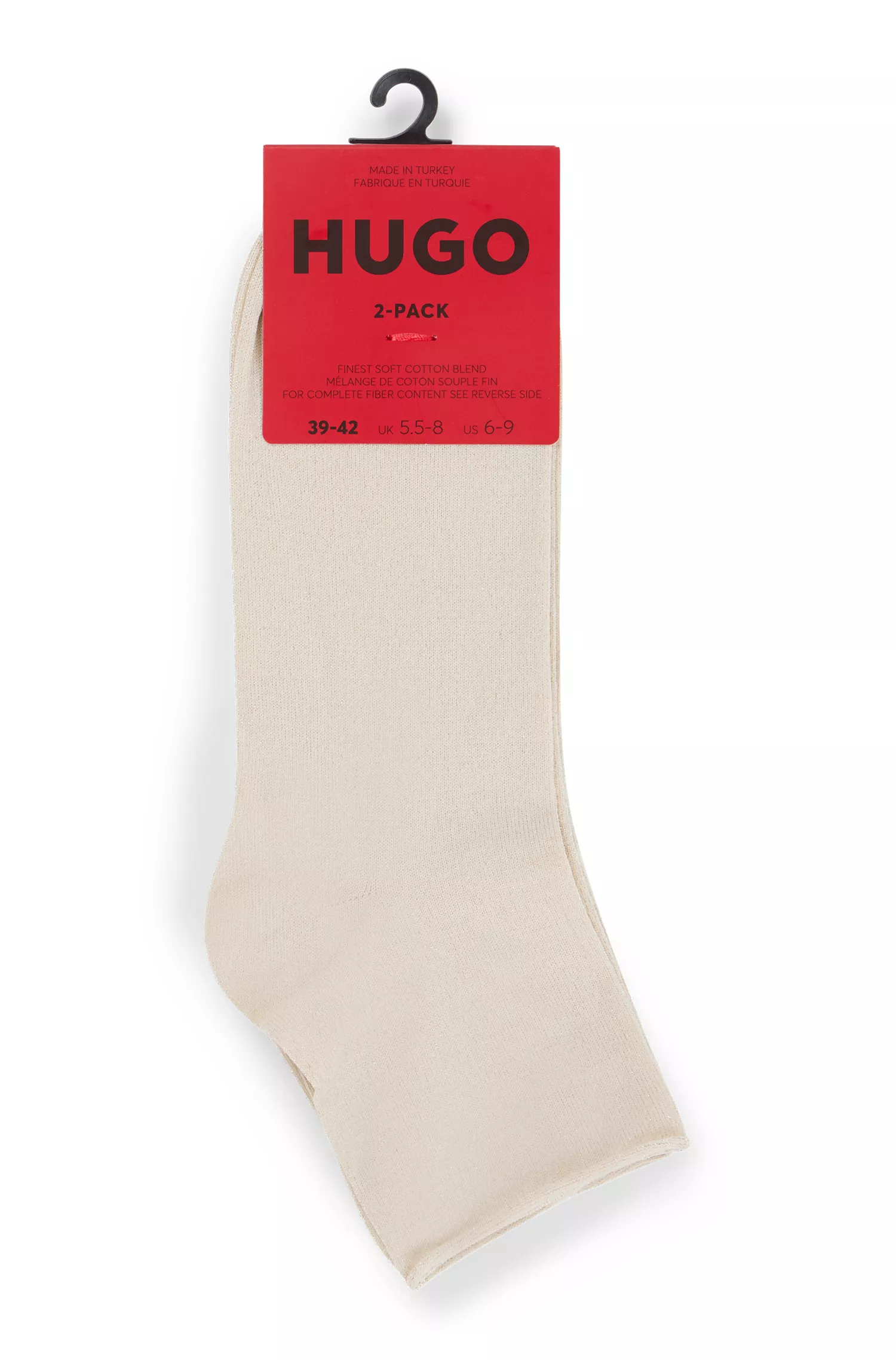 HUGO Vermelho - Pacote com dois pares de meias com fibras metalizadas.