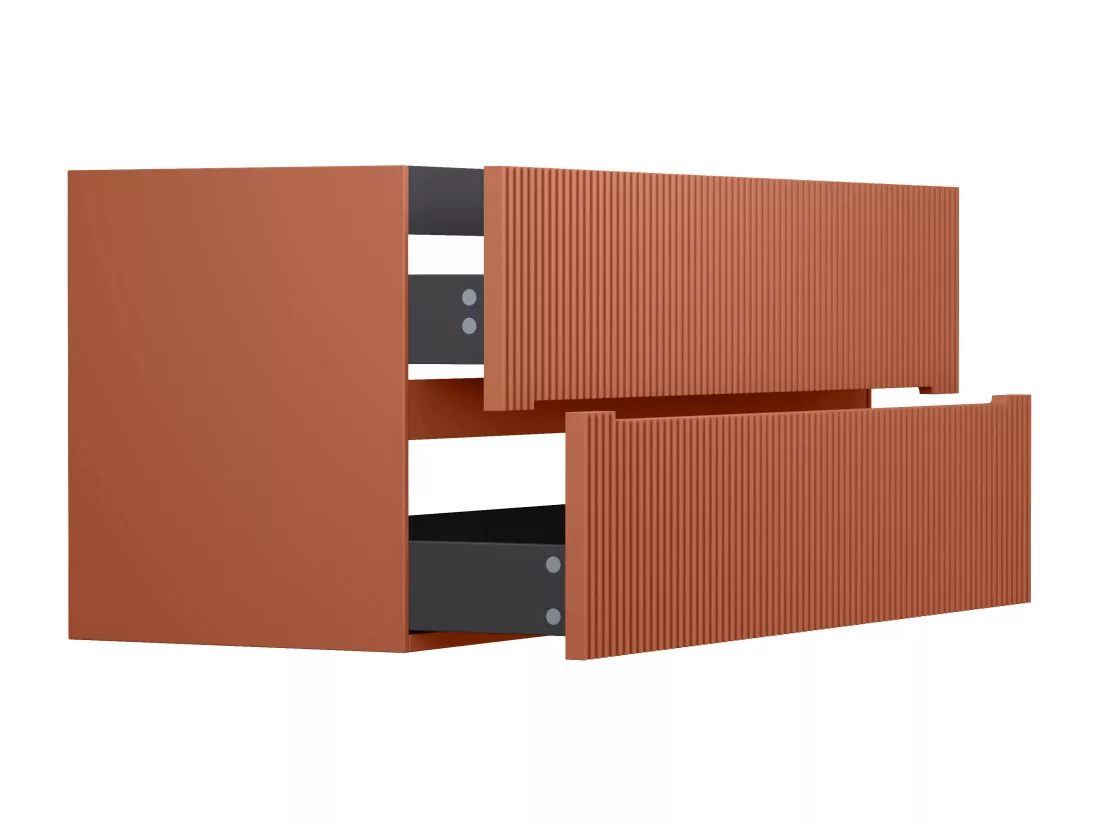 Meuble sous vasque suspendu strié terracotta - 120 cm - PAVANI