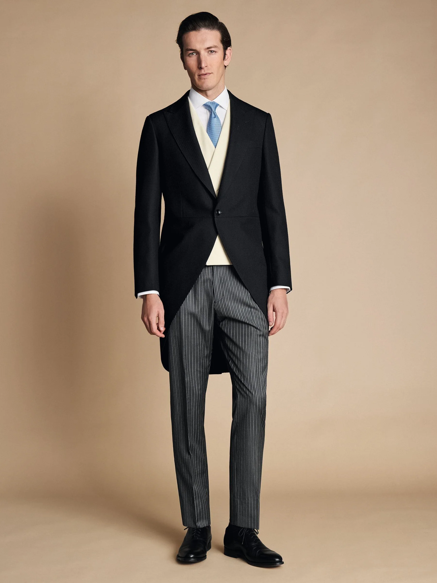 Crème - Charles Tyrwhitt Morning V2 kostuum met verstelbare pasvorm: herenvest
