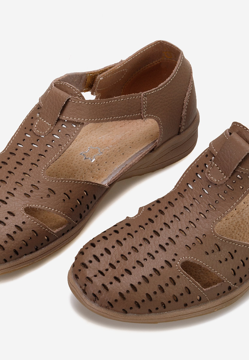 Ballerines femme en cuir kaki Zelina